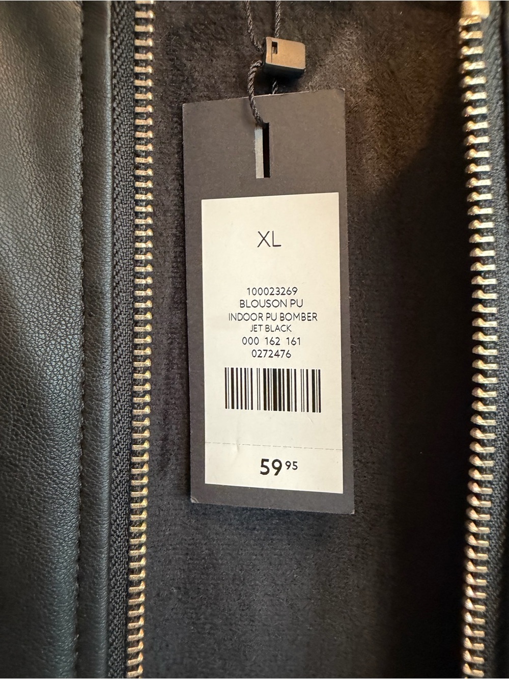 Dynamite Black Faux Leather Bomber with Ribbed Trim - Picture 4 of 8